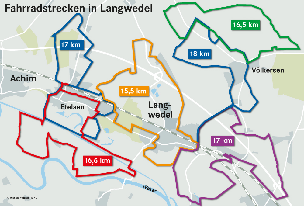 Die neuen Radwege in Langwedel (Grafik: Weserkurier")